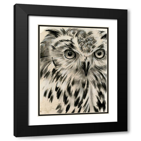 Charcoal Owl I Black Modern Wood Framed Art Print with Double Matting by Parker, Jennifer Paxton
