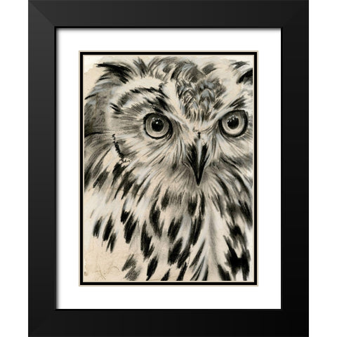 Charcoal Owl I Black Modern Wood Framed Art Print with Double Matting by Parker, Jennifer Paxton