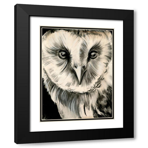 Charcoal Owl II Black Modern Wood Framed Art Print with Double Matting by Parker, Jennifer Paxton