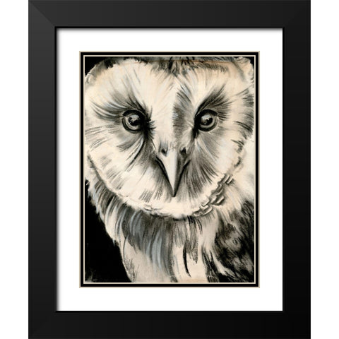 Charcoal Owl II Black Modern Wood Framed Art Print with Double Matting by Parker, Jennifer Paxton