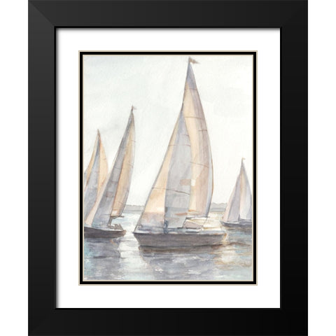 Plein Air Sailboats I Black Modern Wood Framed Art Print with Double Matting by Harper, Ethan