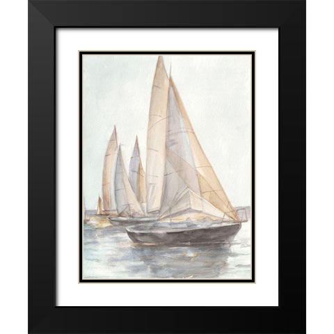 Plein Air Sailboats II Black Modern Wood Framed Art Print with Double Matting by Harper, Ethan