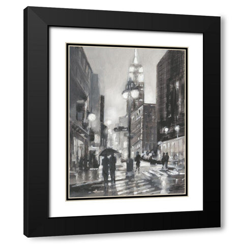 Illuminated Streets I Black Modern Wood Framed Art Print with Double Matting by Harper, Ethan