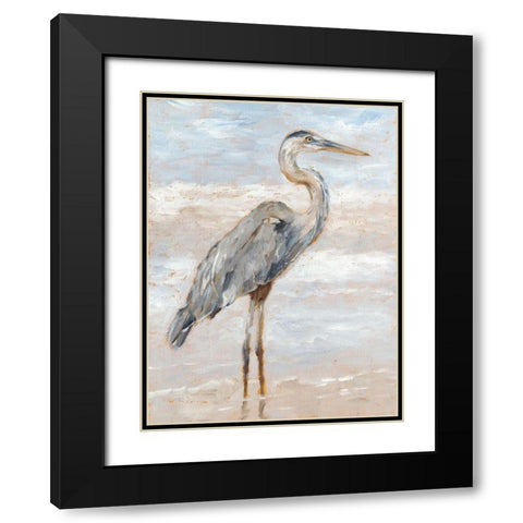 Beach Heron I Black Modern Wood Framed Art Print with Double Matting by Harper, Ethan