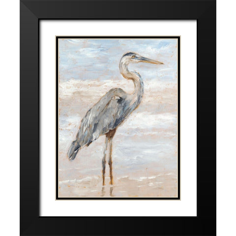 Beach Heron I Black Modern Wood Framed Art Print with Double Matting by Harper, Ethan