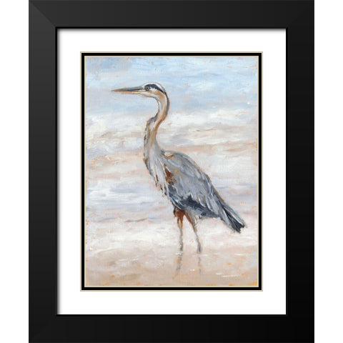 Beach Heron II Black Modern Wood Framed Art Print with Double Matting by Harper, Ethan