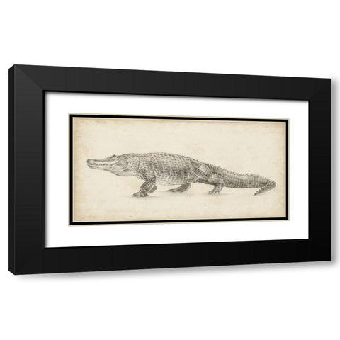 Alligator Sketch Black Modern Wood Framed Art Print with Double Matting by Harper, Ethan