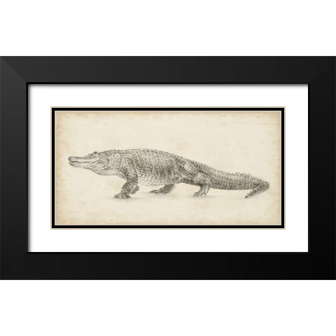 Alligator Sketch Black Modern Wood Framed Art Print with Double Matting by Harper, Ethan