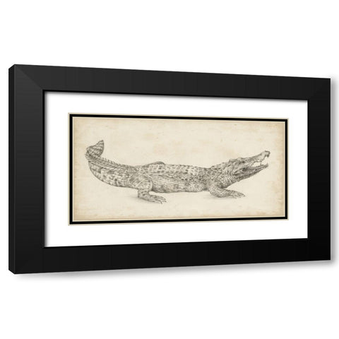 Crocodile Sketch Black Modern Wood Framed Art Print with Double Matting by Harper, Ethan
