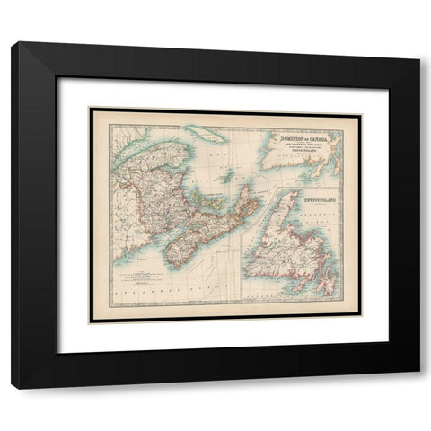 Johnstons Map of Canada Black Modern Wood Framed Art Print with Double Matting by Johnston