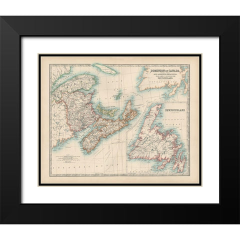 Johnstons Map of Canada Black Modern Wood Framed Art Print with Double Matting by Johnston