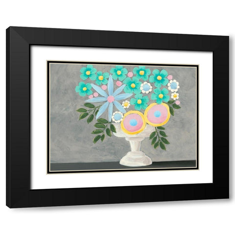 Nouveau Flowers I Black Modern Wood Framed Art Print with Double Matting by Moore, Regina