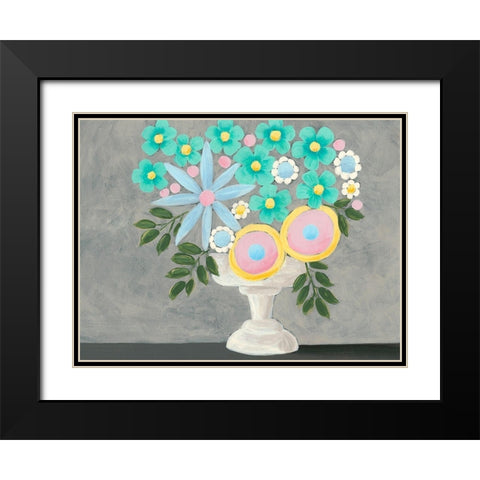 Nouveau Flowers I Black Modern Wood Framed Art Print with Double Matting by Moore, Regina