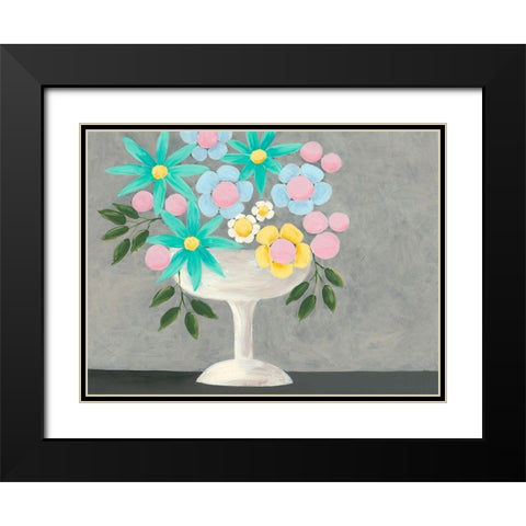 Nouveau Flowers II Black Modern Wood Framed Art Print with Double Matting by Moore, Regina