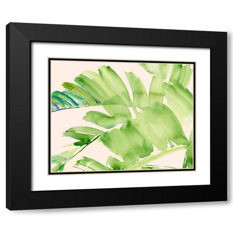 Peachy Palms II Black Modern Wood Framed Art Print with Double Matting by Parker, Jennifer Paxton