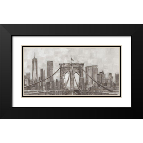 New York Panoramic Black Modern Wood Framed Art Print with Double Matting by Harper, Ethan