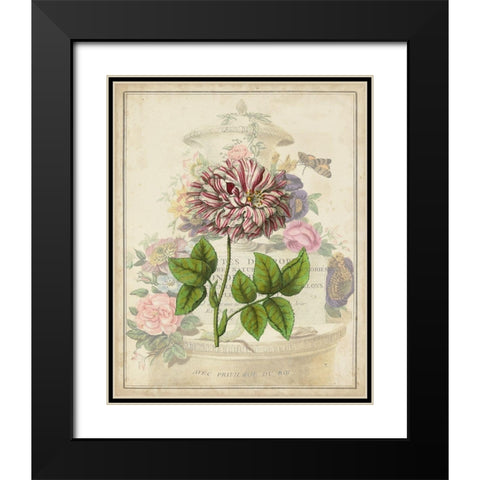 Vintage Rose Bookplate Black Modern Wood Framed Art Print with Double Matting by Vision Studio