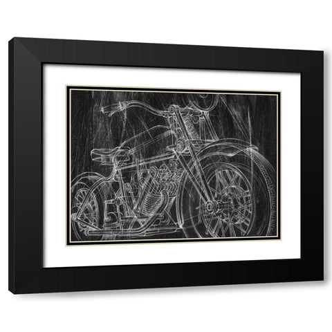 Motorcycle Mechanical Sketch I Black Modern Wood Framed Art Print with Double Matting by Harper, Ethan