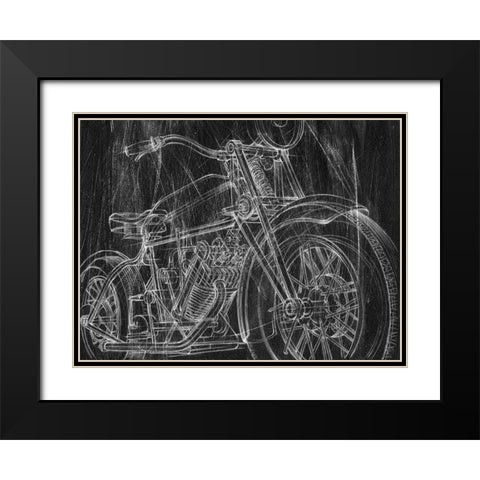 Motorcycle Mechanical Sketch I Black Modern Wood Framed Art Print with Double Matting by Harper, Ethan