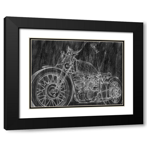 Motorcycle Mechanical Sketch II Black Modern Wood Framed Art Print with Double Matting by Harper, Ethan
