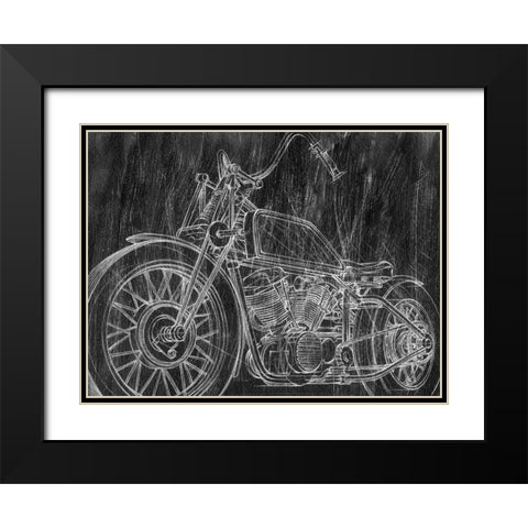 Motorcycle Mechanical Sketch II Black Modern Wood Framed Art Print with Double Matting by Harper, Ethan