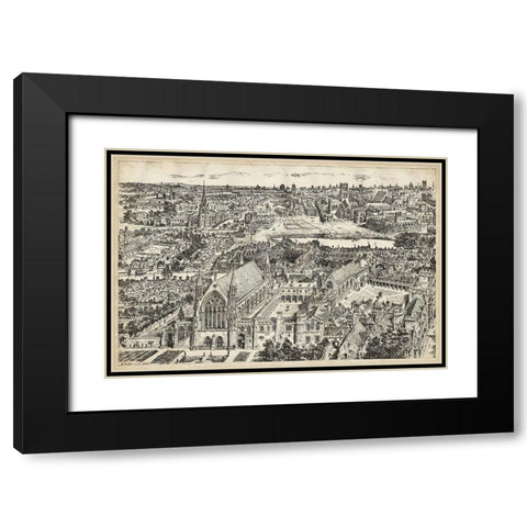 Birds Eye View of London - Ely Place Black Modern Wood Framed Art Print with Double Matting by Unknown