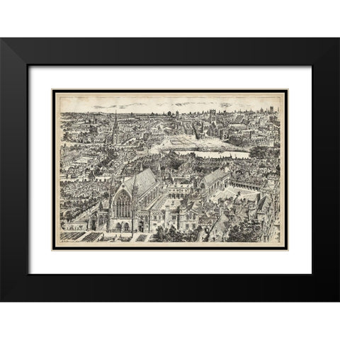 Birds Eye View of London - Ely Place Black Modern Wood Framed Art Print with Double Matting by Unknown