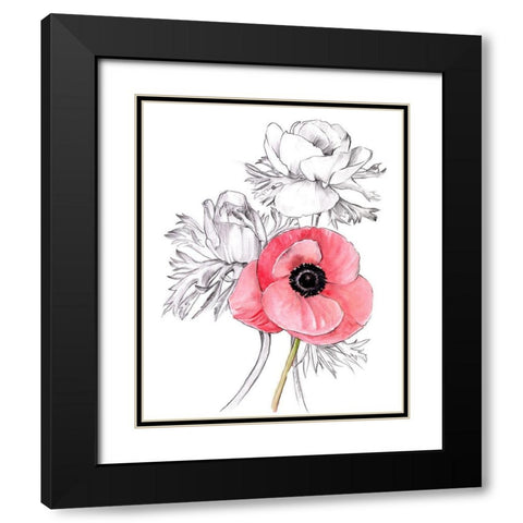 Anemone by Number I Black Modern Wood Framed Art Print with Double Matting by Parker, Jennifer Paxton