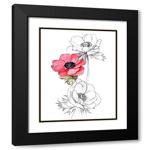 Anemone by Number II Black Modern Wood Framed Art Print with Double Matting by Parker, Jennifer Paxton