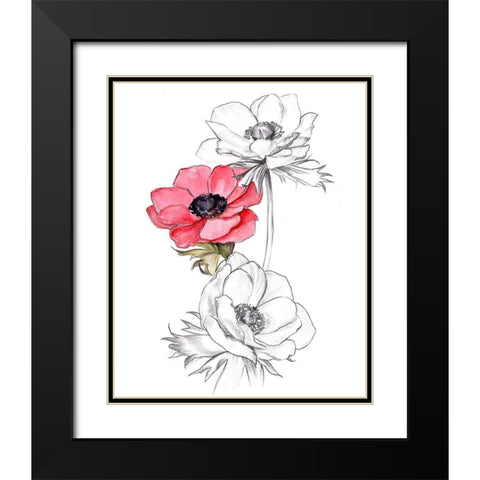 Anemone by Number II Black Modern Wood Framed Art Print with Double Matting by Parker, Jennifer Paxton