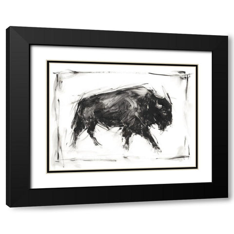 Dynamic Bison I Black Modern Wood Framed Art Print with Double Matting by Harper, Ethan