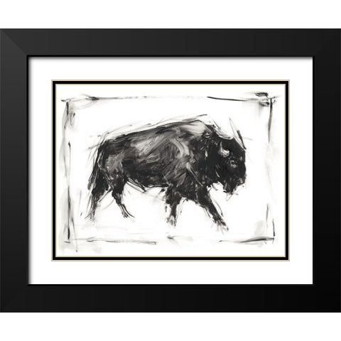 Dynamic Bison I Black Modern Wood Framed Art Print with Double Matting by Harper, Ethan