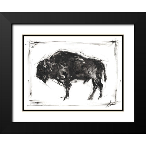 Dynamic Bison II Black Modern Wood Framed Art Print with Double Matting by Harper, Ethan