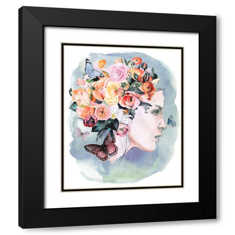 Floral Locks II Black Modern Wood Framed Art Print with Double Matting by Parker, Jennifer Paxton