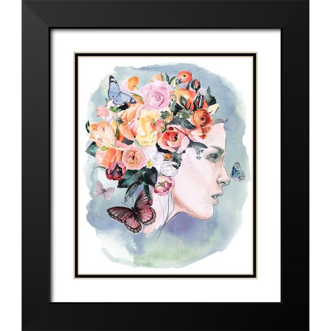 Floral Locks II Black Modern Wood Framed Art Print with Double Matting by Parker, Jennifer Paxton