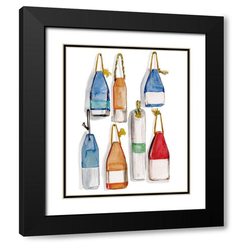 Watercolor Buoys I Black Modern Wood Framed Art Print with Double Matting by Parker, Jennifer Paxton