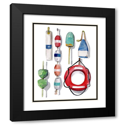 Watercolor Buoys II Black Modern Wood Framed Art Print with Double Matting by Parker, Jennifer Paxton