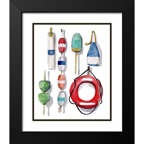 Watercolor Buoys II Black Modern Wood Framed Art Print with Double Matting by Parker, Jennifer Paxton