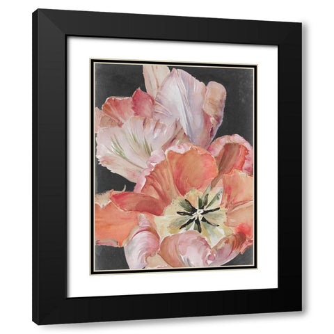 Pastel Parrot Tulips I Black Modern Wood Framed Art Print with Double Matting by Parker, Jennifer Paxton