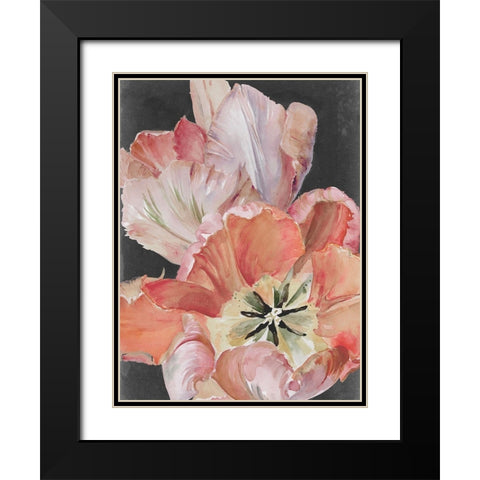 Pastel Parrot Tulips I Black Modern Wood Framed Art Print with Double Matting by Parker, Jennifer Paxton