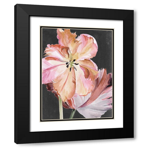 Pastel Parrot Tulips II Black Modern Wood Framed Art Print with Double Matting by Parker, Jennifer Paxton