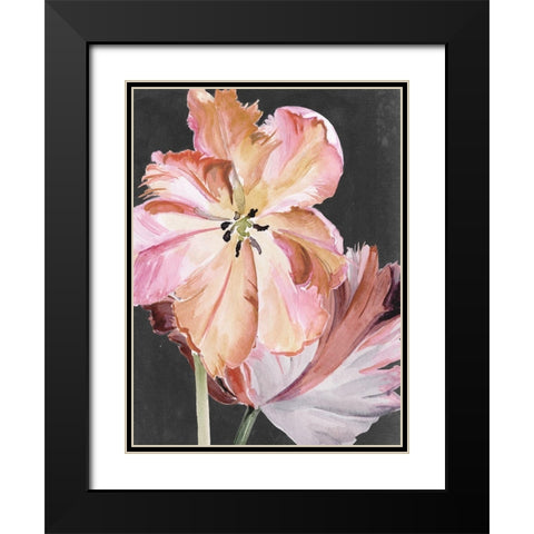 Pastel Parrot Tulips II Black Modern Wood Framed Art Print with Double Matting by Parker, Jennifer Paxton
