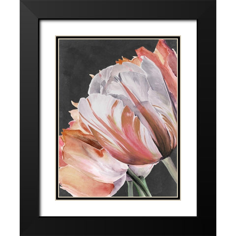 Pastel Parrot Tulips III Black Modern Wood Framed Art Print with Double Matting by Parker, Jennifer Paxton