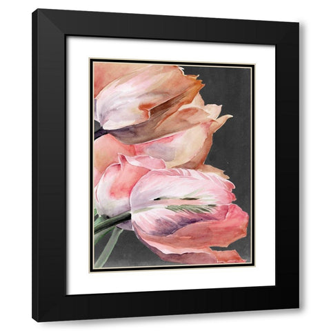 Pastel Parrot Tulips IV Black Modern Wood Framed Art Print with Double Matting by Parker, Jennifer Paxton