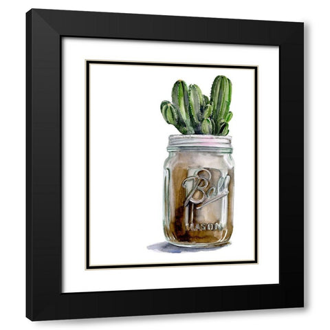 Cactus Mason Jar I Black Modern Wood Framed Art Print with Double Matting by Parker, Jennifer Paxton