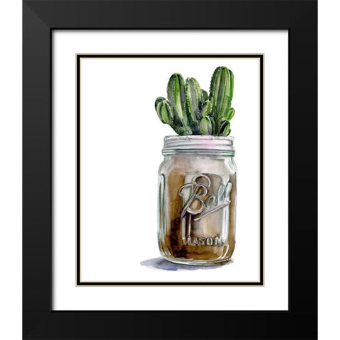 Cactus Mason Jar I Black Modern Wood Framed Art Print with Double Matting by Parker, Jennifer Paxton