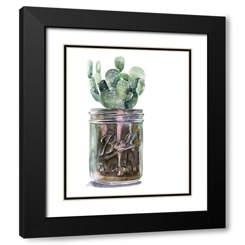 Cactus Mason Jar II Black Modern Wood Framed Art Print with Double Matting by Parker, Jennifer Paxton