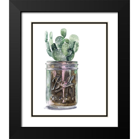 Cactus Mason Jar II Black Modern Wood Framed Art Print with Double Matting by Parker, Jennifer Paxton