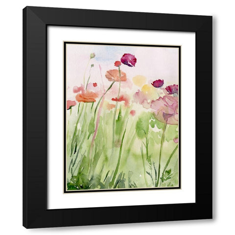 Among the Watercolor Wildflowers I Black Modern Wood Framed Art Print with Double Matting by Parker, Jennifer Paxton