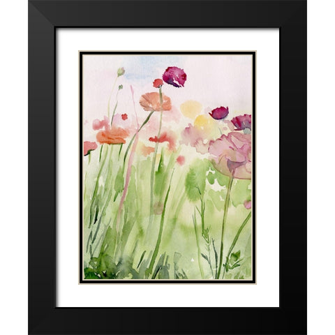 Among the Watercolor Wildflowers I Black Modern Wood Framed Art Print with Double Matting by Parker, Jennifer Paxton